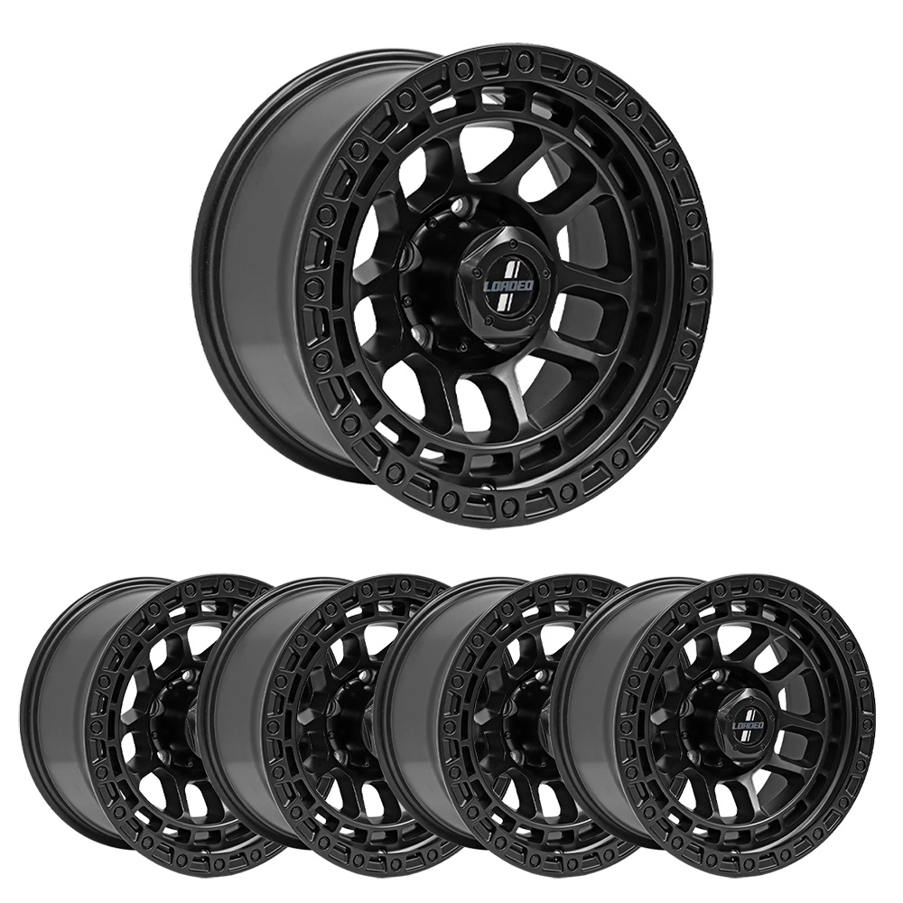 Loaded Gibb Satin Black 17x9 6/139.7 -25 Offset (Set of 5) - 23067SB-XXX